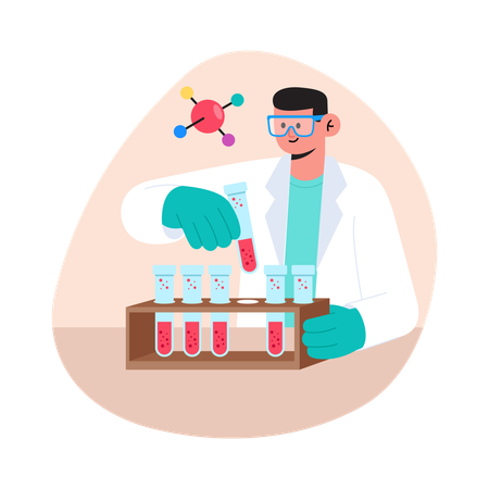 Médico fazendo amostras de laboratório  Ilustração