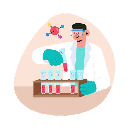 Médico fazendo amostras de laboratório  Ilustração