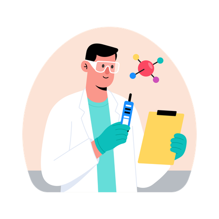 Médico fazendo Análise Química  Ilustração