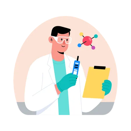 Médico fazendo Análise Química  Ilustração
