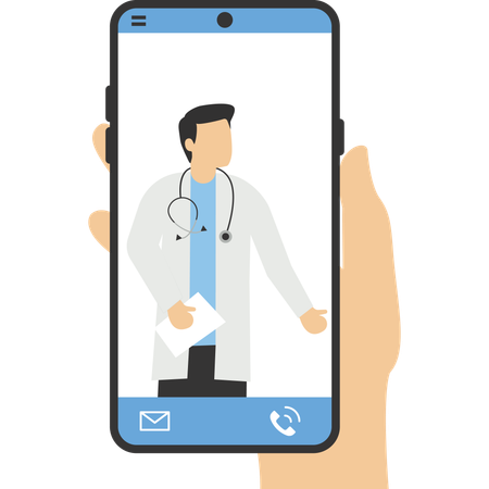 Médico fazendo check-up on-line do paciente Ilustração