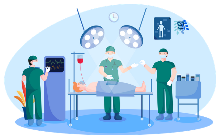 Médico fazendo cirurgia  Ilustração