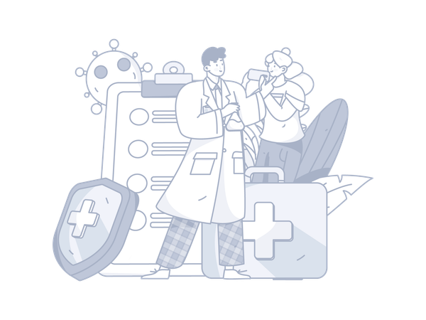 Médico fazendo consulta on-line  Ilustração