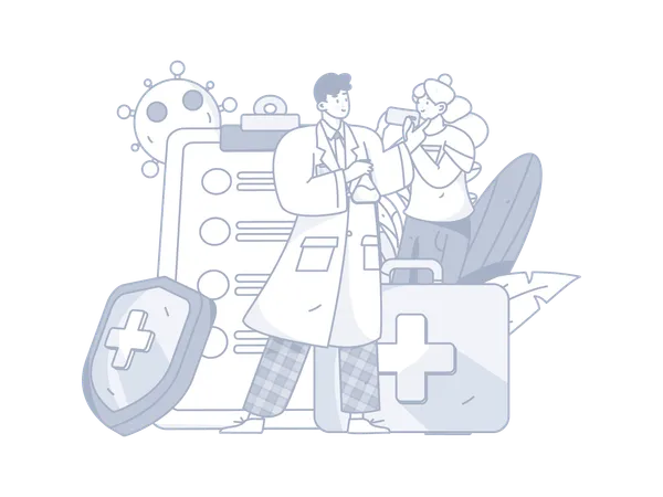 Médico fazendo consulta on-line  Ilustração