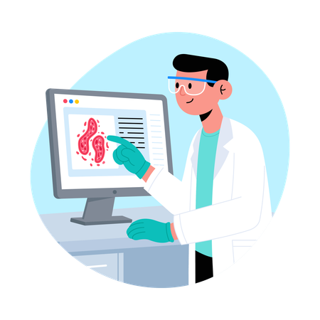 Médico fazendo Diagnóstico Digital  Ilustração