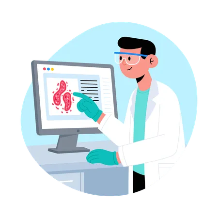 Médico fazendo Diagnóstico Digital  Ilustração