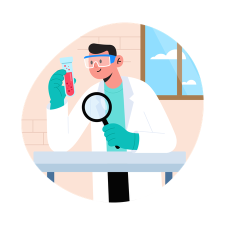 Médico fazendo inspeção de laboratório  Ilustração