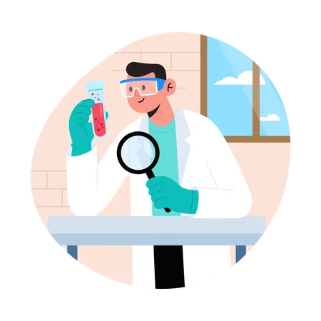 Médico fazendo inspeção de laboratório  Ilustração