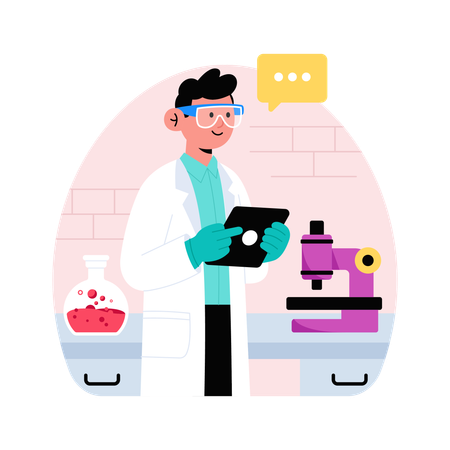 Médico fazendo armazenamento de laboratório  Ilustração