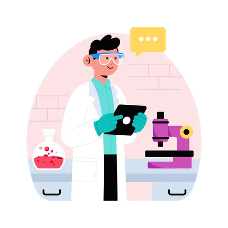 Médico fazendo armazenamento de laboratório  Ilustração