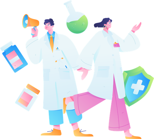 Médico fazendo marketing médico  Ilustração
