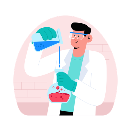 Médico fazendo mistura de fluidos  Ilustração
