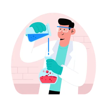 Médico fazendo mistura de fluidos  Ilustração
