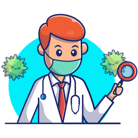 Médico fazendo pesquisa corona  Illustration