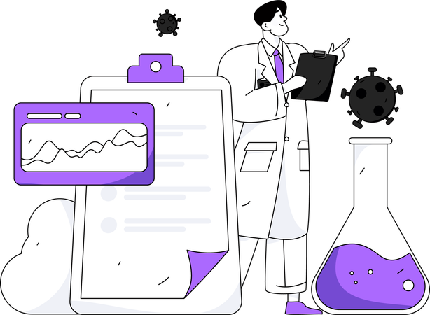 Médico fazendo pesquisa médica  Ilustração