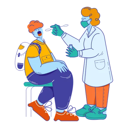 Médico fazendo teste pcr  Ilustração