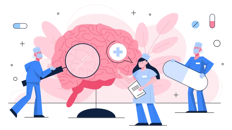 Médico fazendo tratamento do cérebro  Ilustração