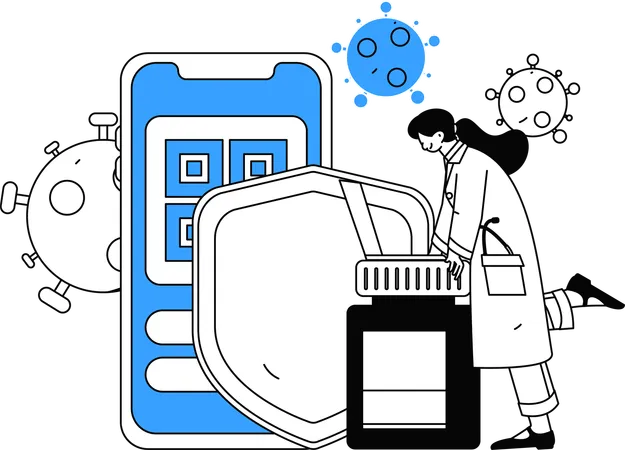 Médico fornece informações sobre vírus em aplicativo de assistência médica  Ilustração