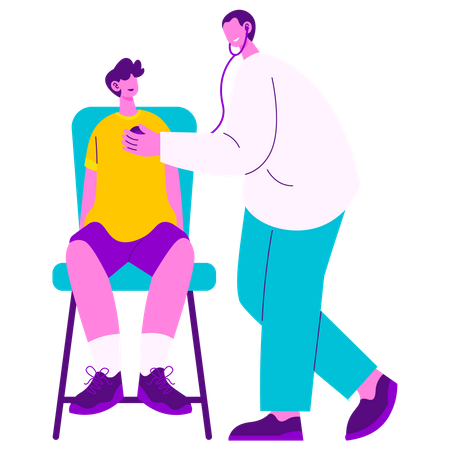 Doctor haciendo chequeo médico al paciente  Ilustración