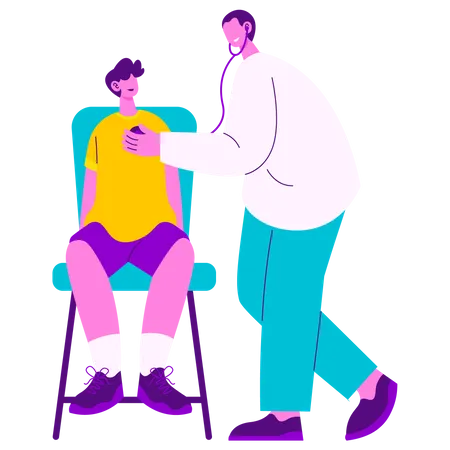 Doctor haciendo chequeo médico al paciente  Ilustración
