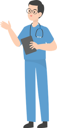 Médico segurando diário  Ilustração