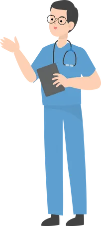 Médico segurando diário  Ilustração