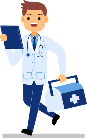 Médico segurando kit de saúde  Ilustração