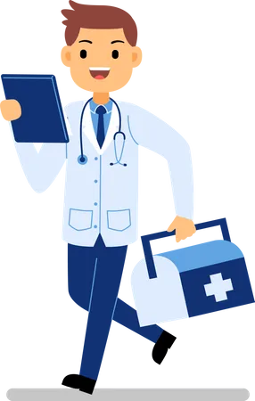 Médico segurando kit de saúde  Ilustração