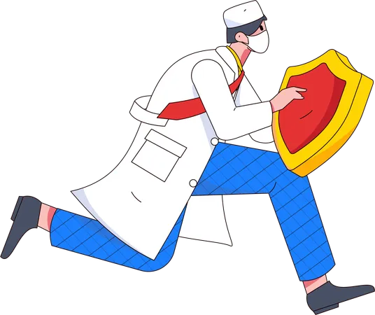 Médico masculino com seguro  Ilustração