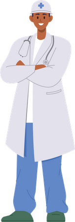 Médico masculino de uniforme  Ilustração