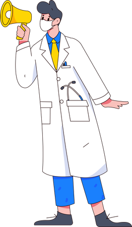 Médico masculino fazendo anúncio  Ilustração