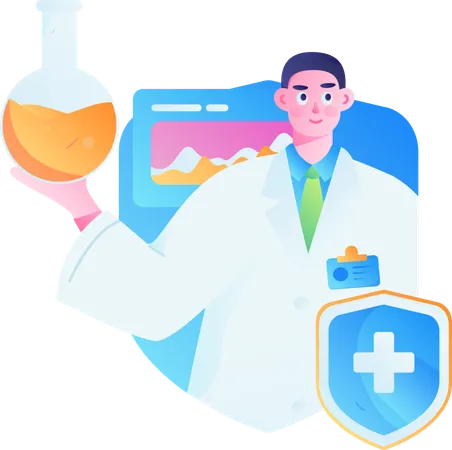 Médico masculino mostrando seguro de saúde  Ilustração