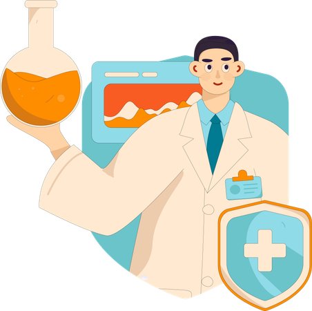 Médico masculino mostrando seguro de saúde  Ilustração