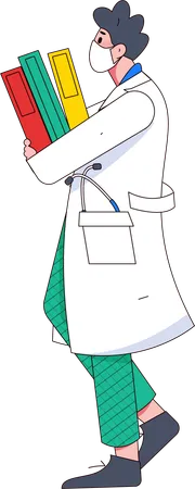 Médico masculino segurando relatório médico  Ilustração