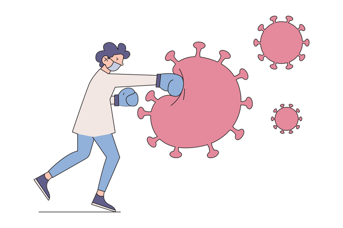 Médico luchando contra el coronavirus  Ilustración