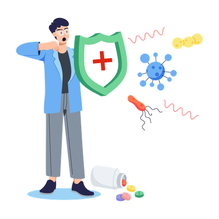 Médico luta pelo sistema imunológico  Illustration