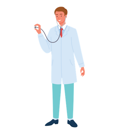 Médico masculino con estetoscopio  Ilustración