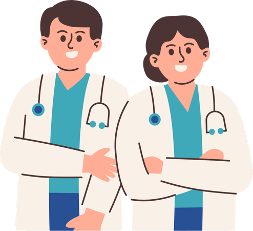 Médico masculino y femenino  Ilustración