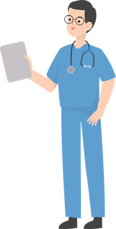 Médico mostrando quadro em branco  Ilustração