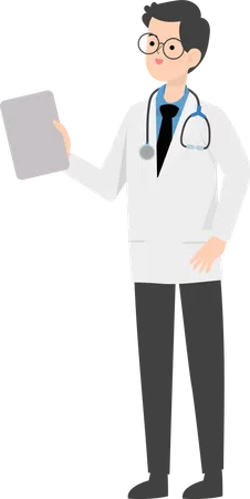 Médico mostrando quadro em branco  Ilustração