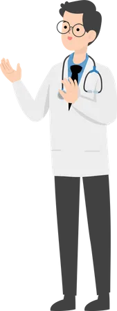 Médico mostrando sinal de pare  Ilustração