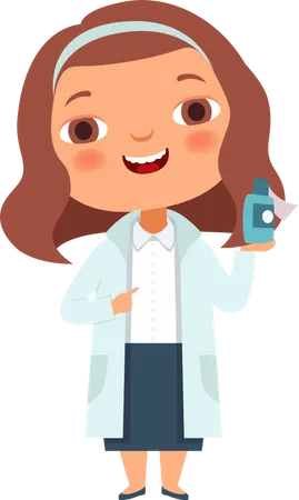 Doctor de niños mostrando medicina  Ilustración