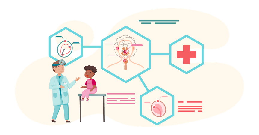 Médico otologista tratando diferentes doenças  Ilustração