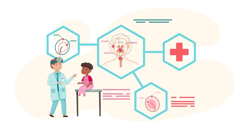 Médico otologista tratando diferentes doenças  Ilustração