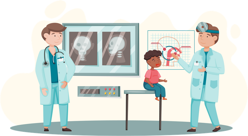 Médico de otología con paciente  Ilustración