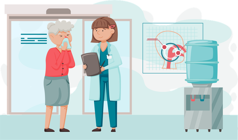 Médico de otología con paciente  Ilustración
