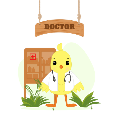 Médico pássaro em pé com confiança  Ilustração