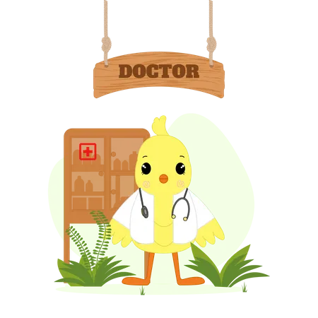 Médico pássaro em pé com confiança  Ilustração