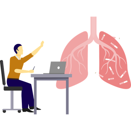 Pesquisa médica sobre pulmões humanos  Ilustração