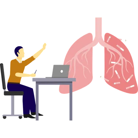 Pesquisa médica sobre pulmões humanos  Ilustração